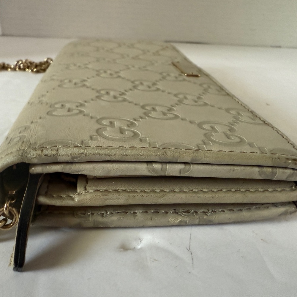 GUCCI Chain Long Wallet  Leather‎ Women Authentic Beige Monogram - Picture 14 of 16